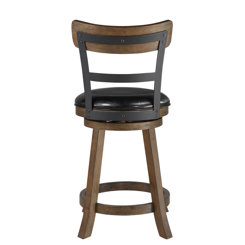 SH 36.5 in. Walnut High Back Wood and Metal 24 in. Bar Stool. Picture 3