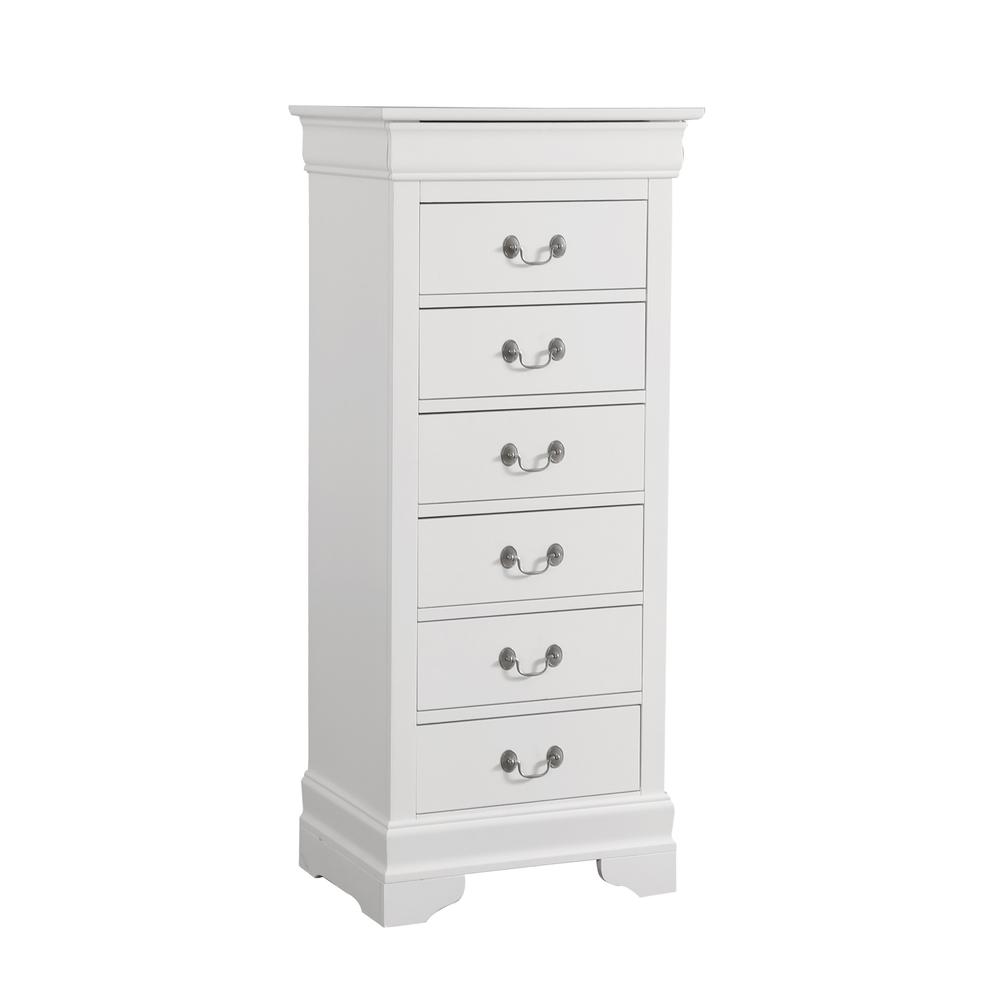 Louis Phillipe White 7 Drawer Chest of Drawers (22 in L. X 16 in W. X 51 in H.). Picture 1