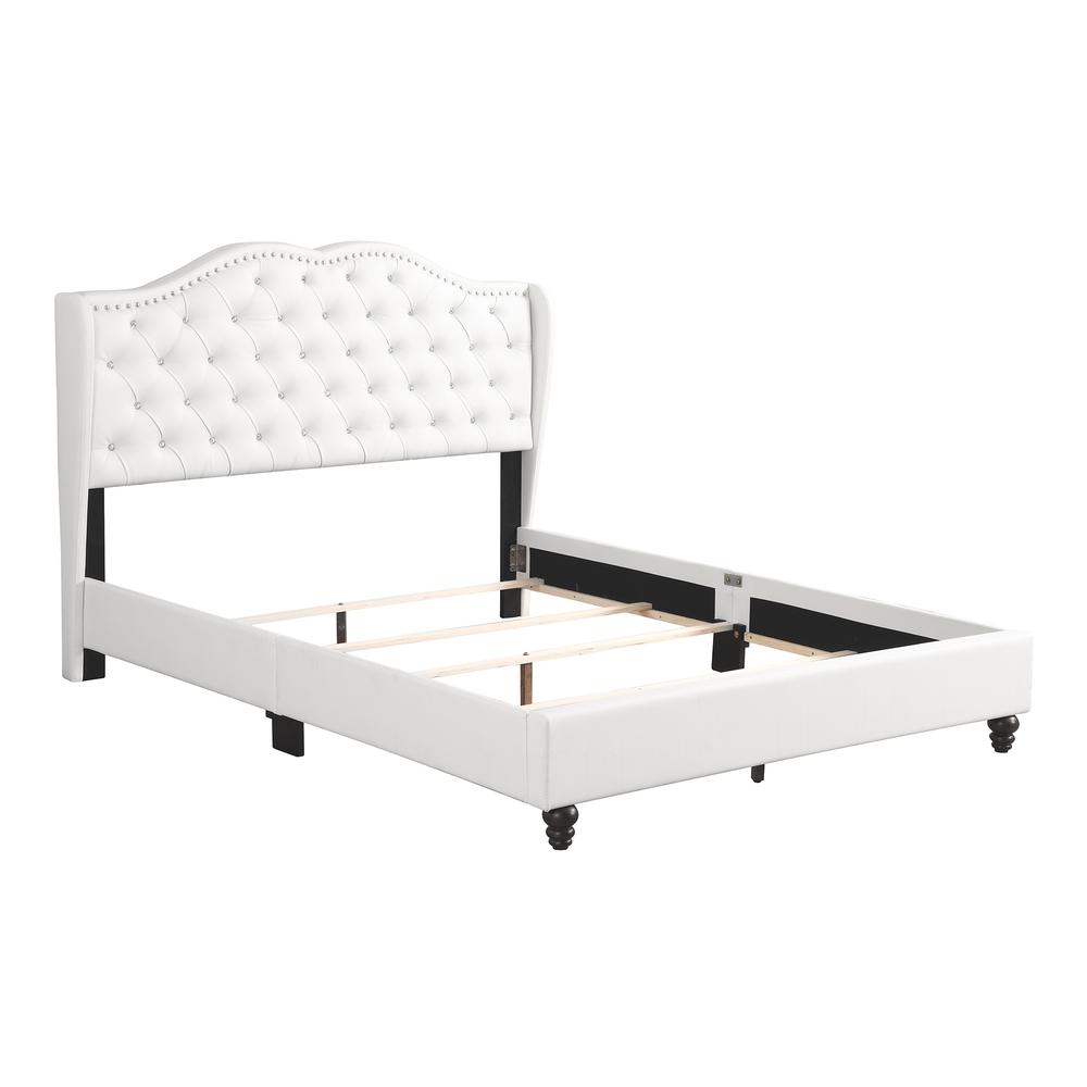 Joy Jewel White Jewel Tufted Queen Panel Bed. Picture 3