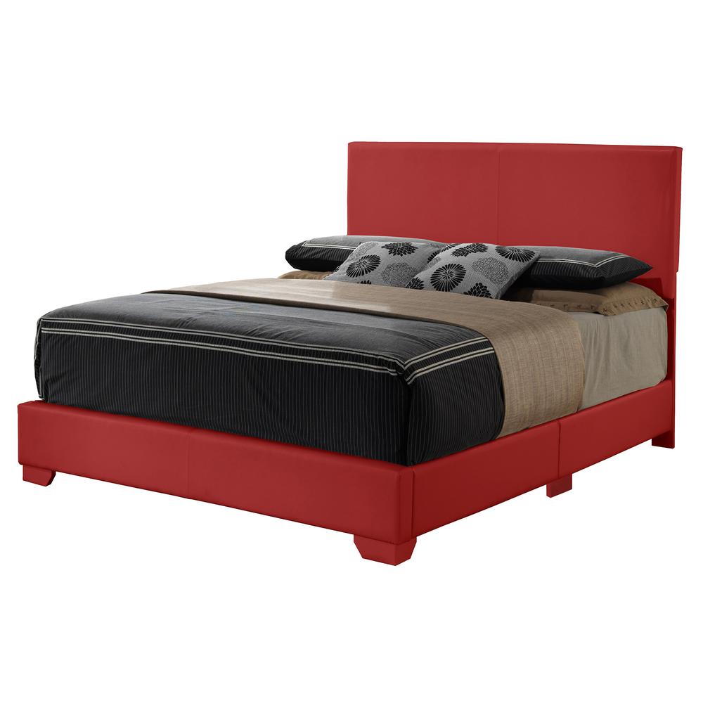 Aaron Dark Red Upholstered King Panel Bed. Picture 2