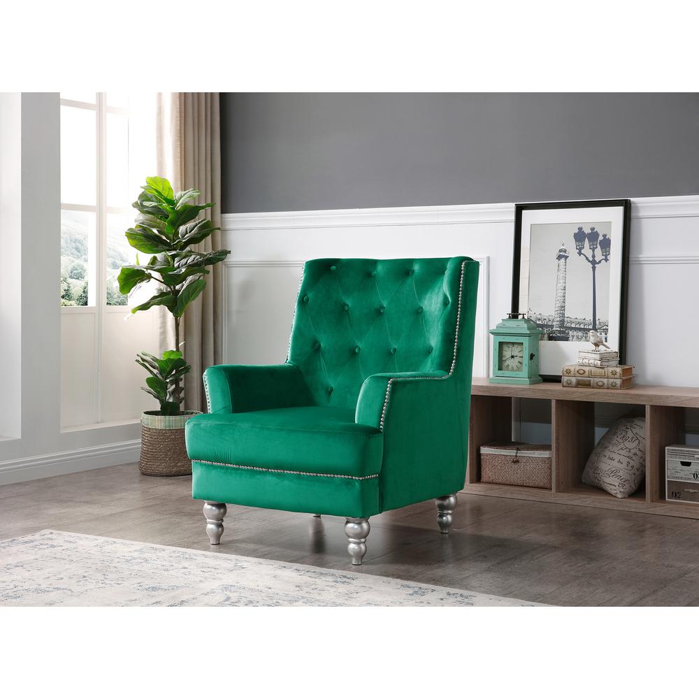 Pamona Green Upholstered Accent Chair. Picture 5