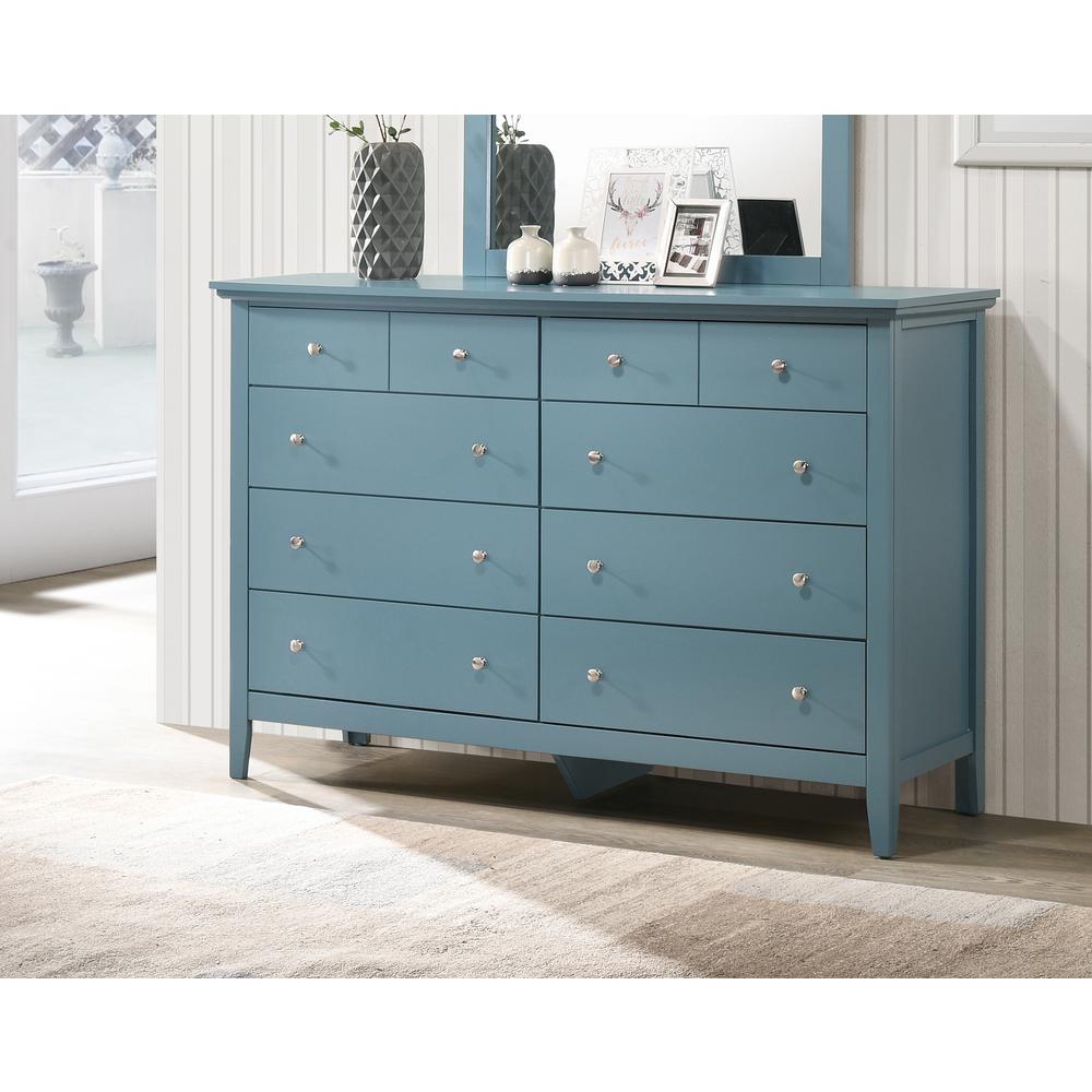 Hammond 10-Drawer Teal Double Dresser (39 in. X 18 in. X 58 in.). Picture 5