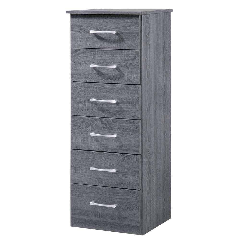 Boston Gray 6 Drawer Chest of Drawers (18 in L. X 16 in W. X 46 in H.). Picture 2