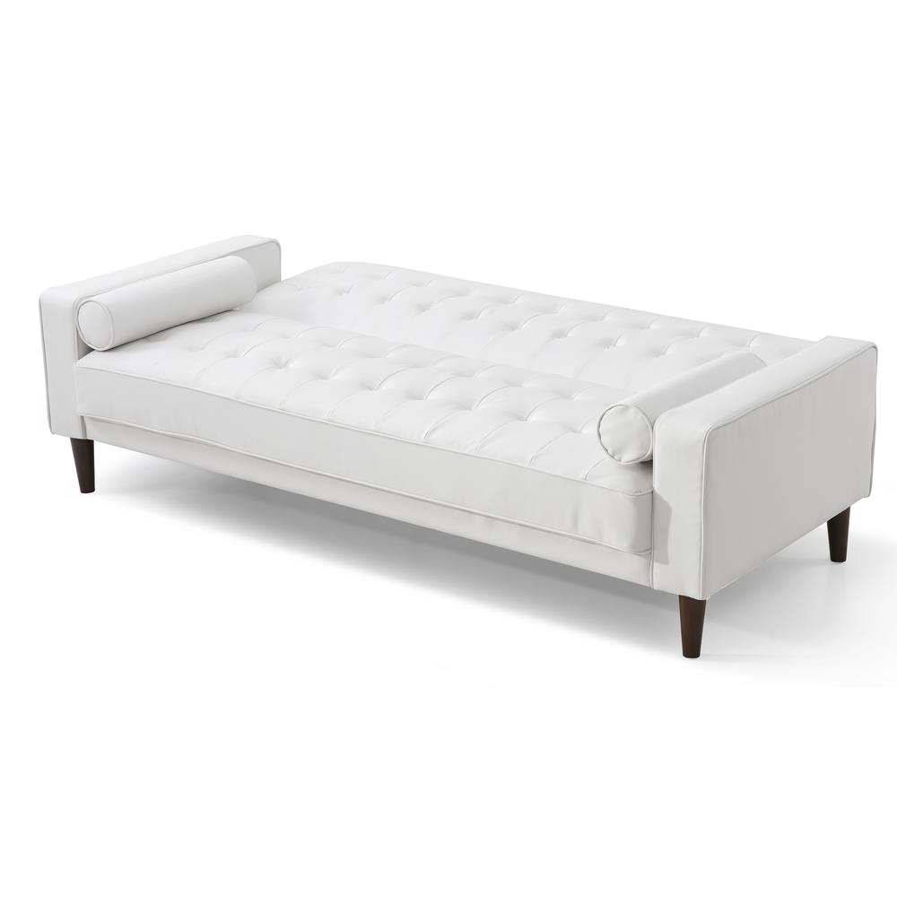 Andrews 85 in. W Flared Arm Faux Leather Straight Sofa in White. Picture 3