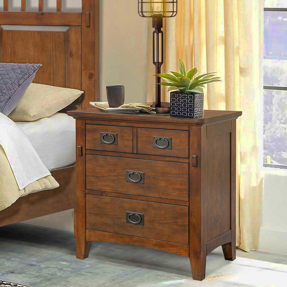 Mission Bay 3-Drawer Amish Brown Nightstand 30 in. H x 30 in. W x 17 in. D. Picture 8