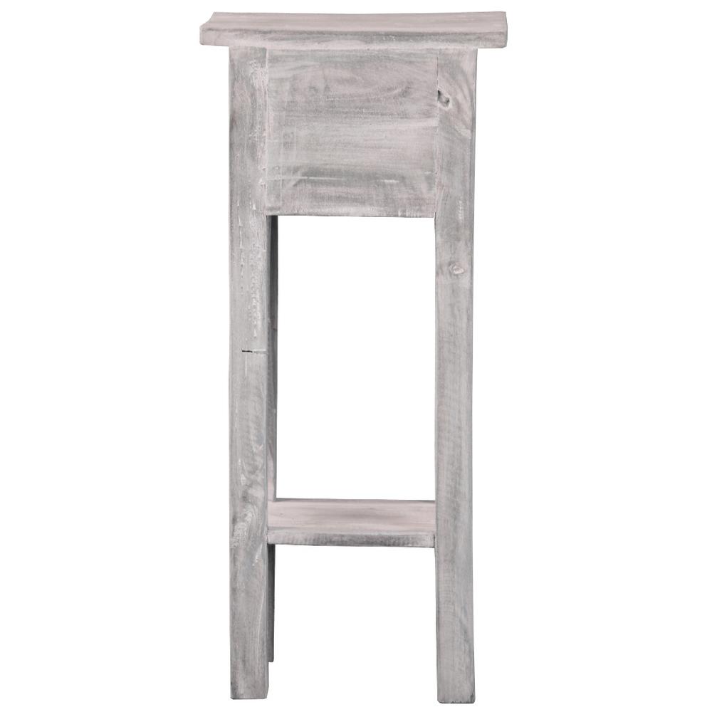 Shabby Chic Cottage 11.8 in. Stonewall Gray Square Solid Wood End Table with 1 Drawer. Picture 3
