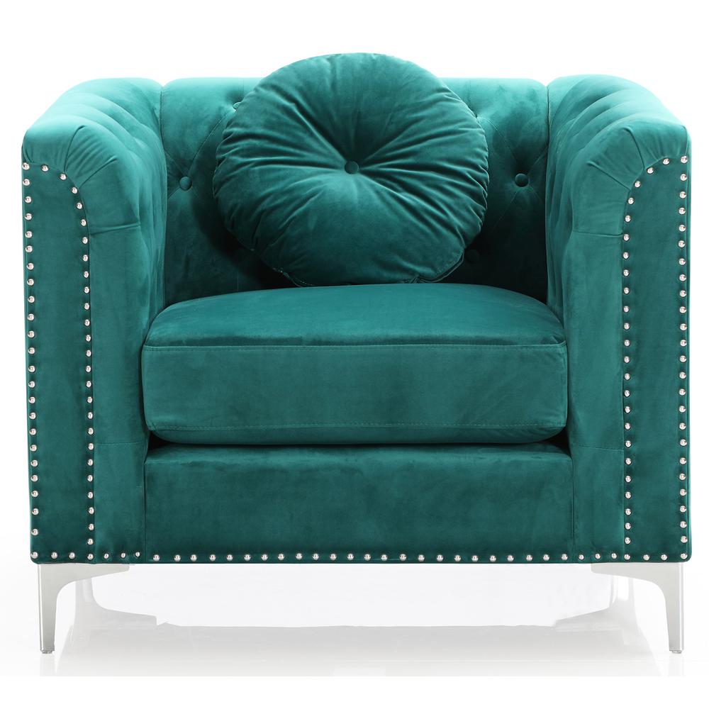 Pompano Green Tufted Velvet Accent Chair. Picture 1