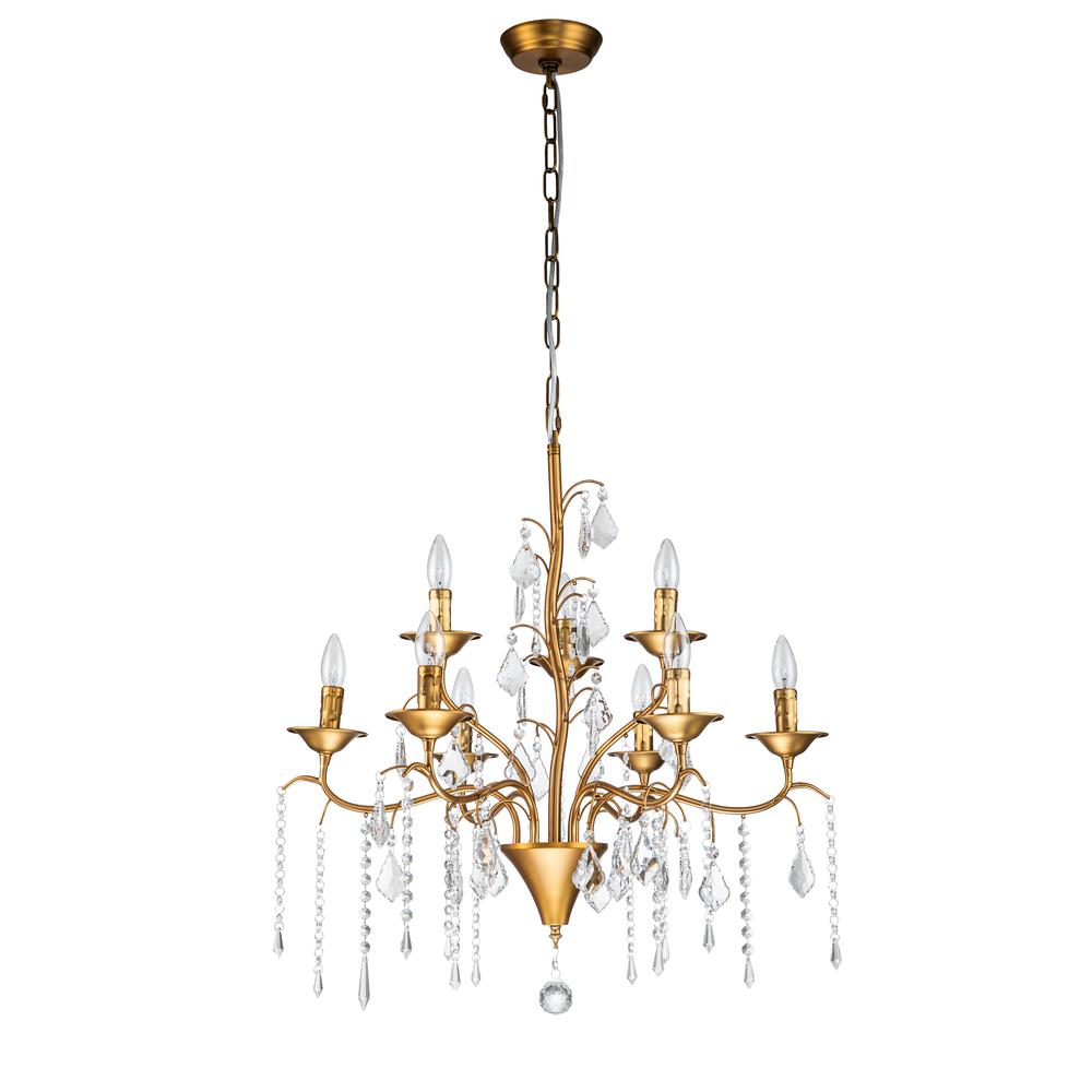 Beaufort 9-Light French Country/Cottage Crystal Chandelier 28-in Gold Finish. Picture 1