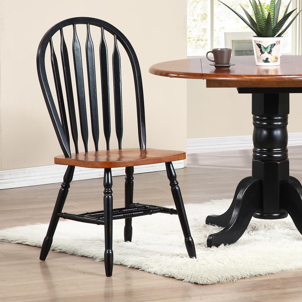 Andrews Malaysian Oak Wood Distressed Antique Black with Cherry Side Chair (Set of 2). Picture 3