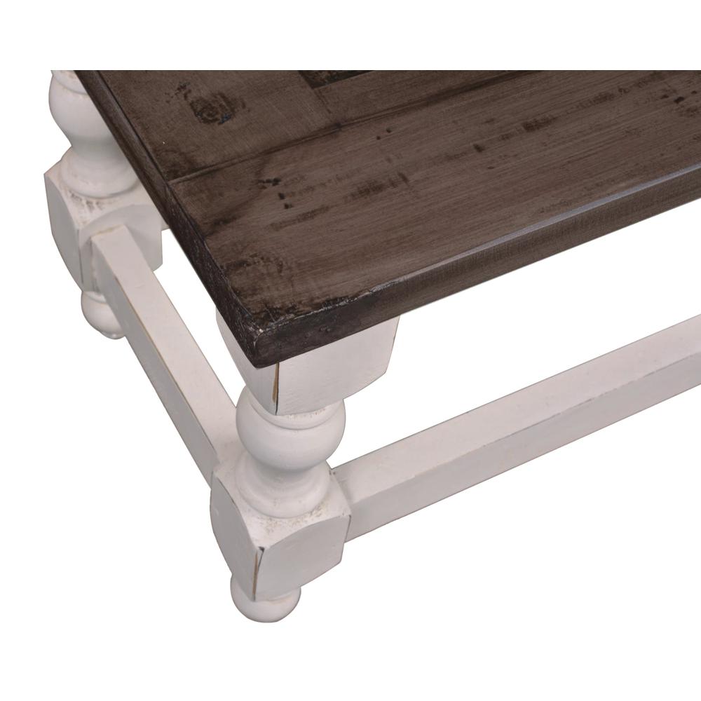 White and Greyish Brown Solid Wood Dining Bench 19 in. X 64 in. X 17 in.. Picture 3
