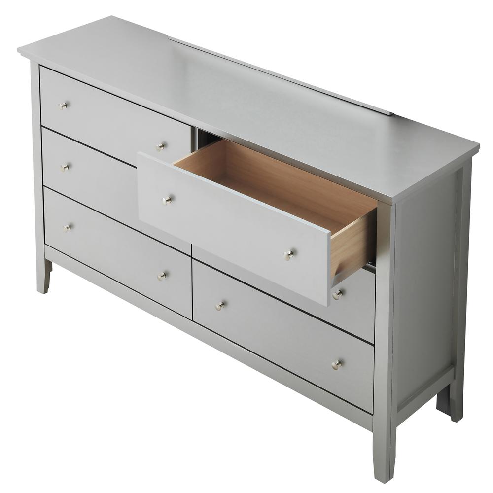 Primo 6-Drawer Silver Champagne Dresser (36 in. X 16 in. X 59 in.). Picture 4