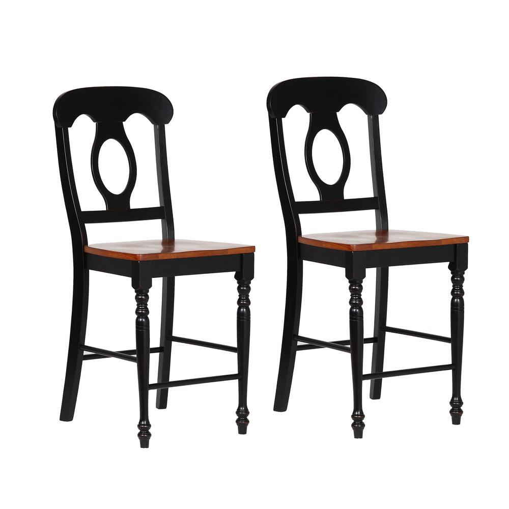 43 in. Antique Black with Cherry Rub High Back Wood Frame 24 in. Bar Stool (Set of 2). The main picture.