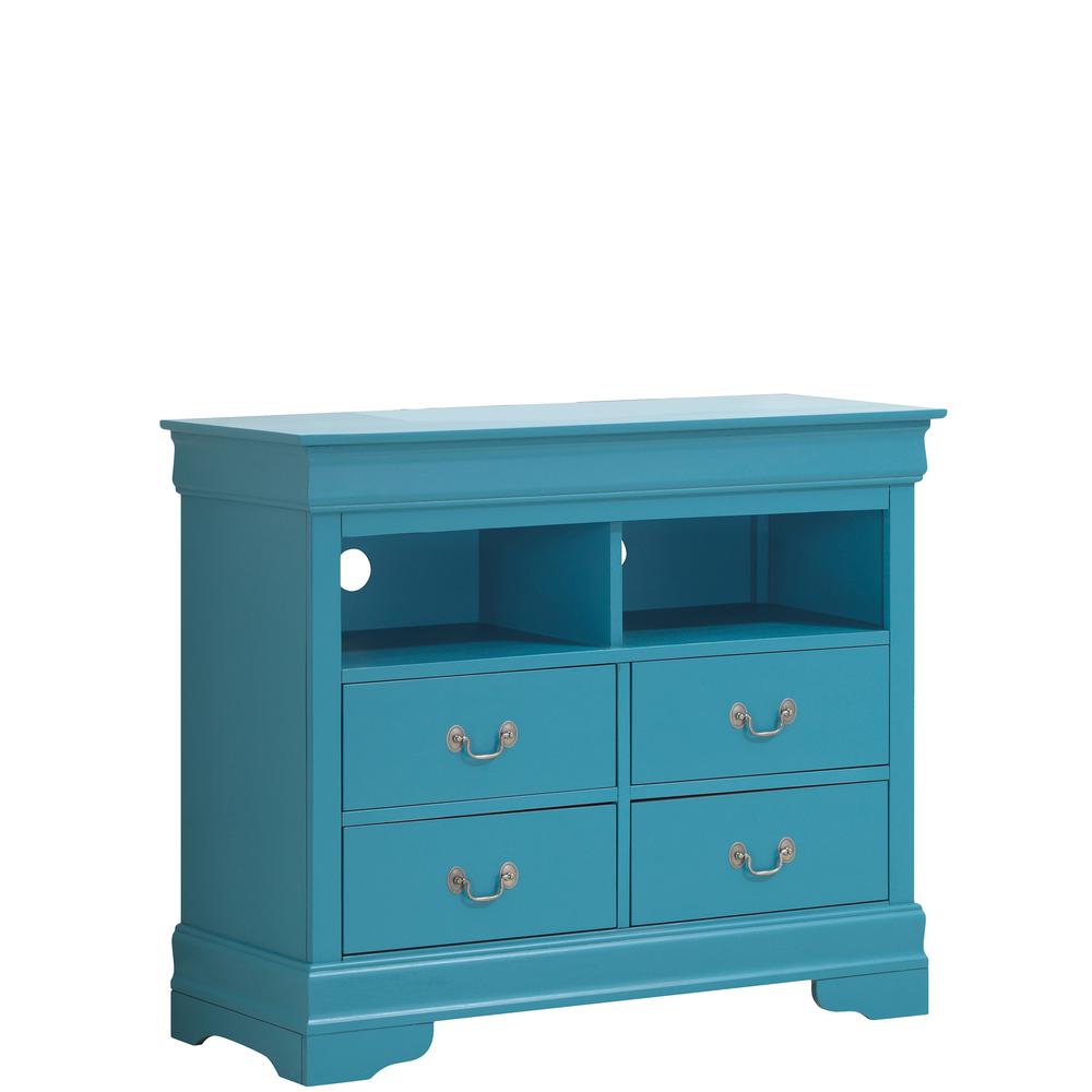 Louis Phillipe Teal 4 Drawer Chest of Drawers (42 in L. X 18 in W. X 35 in H.). Picture 1