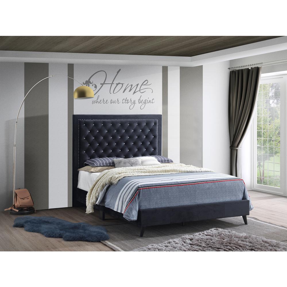 Alba Black Upholstered Full Panel Bed. Picture 5