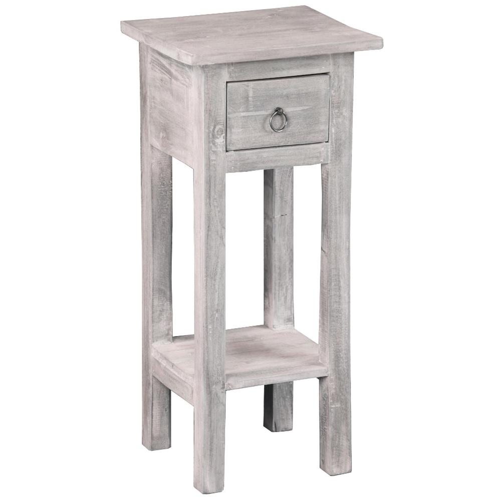 Shabby Chic Cottage 11.8 in. Stonewall Gray Square Solid Wood End Table with 1 Drawer. Picture 2