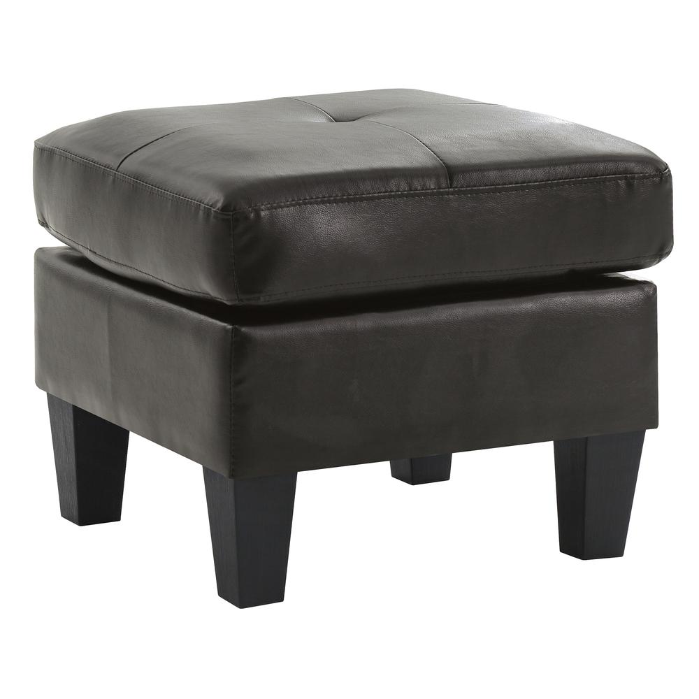 Newbury Black Faux Leather Upholstered Ottoman. Picture 2