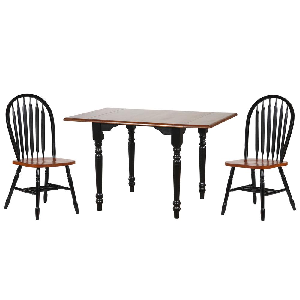 Black Cherry Selections 3-Piece Solid Wood Top Dining Table Set. Picture 1
