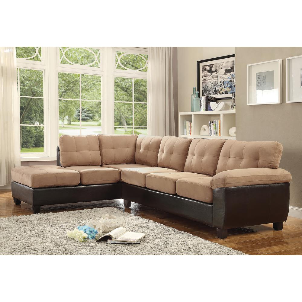 Gallant 111 in. W 2-piece Faux Leather and Microfiber L Shape Sectional Sofa in Mocha. Picture 3