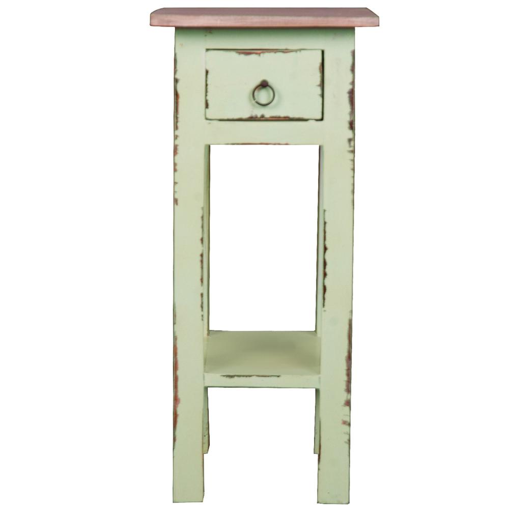 Shabby Chic Cottage 11.8 in. Bahama Square Solid Wood End Table with 1 Drawer. Picture 1