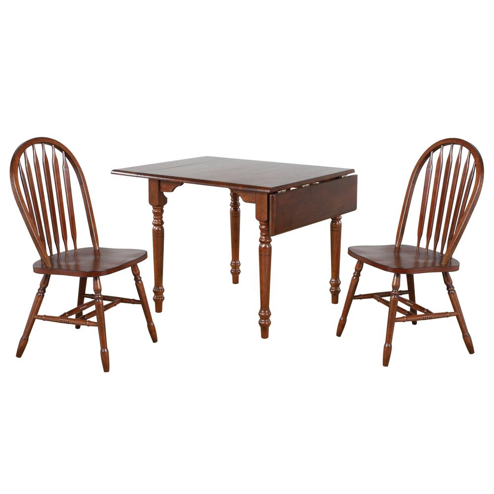 Andrews 3-Piece Solid Wood Top Distressed Chestnut Brown Dining Table Set. Picture 1