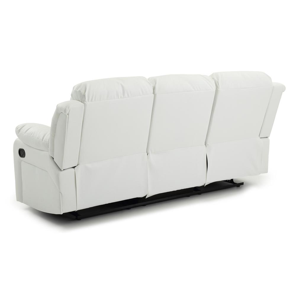 Daria 85 in. W Flared Arm Faux Leather Straight Reclining Sofa in White. Picture 4