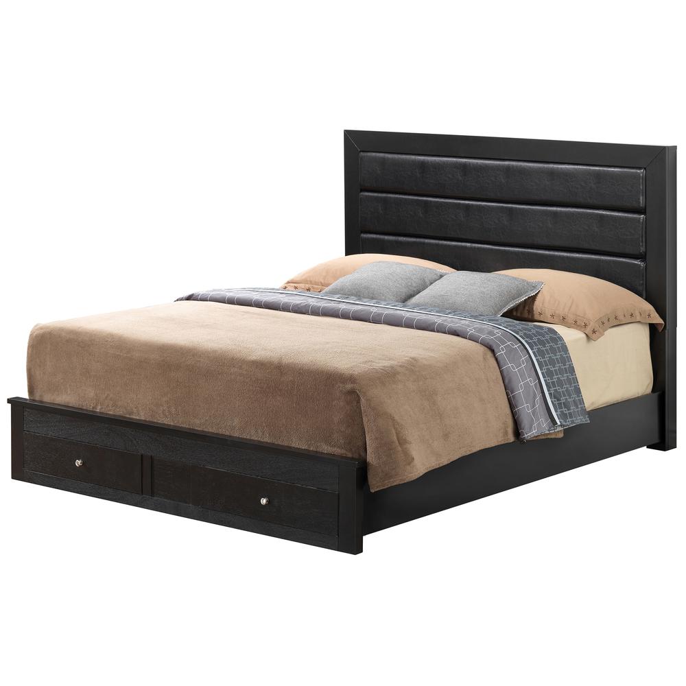 Burlington Black Upholstered King Panel Bed with Two Storage Drawers. Picture 2