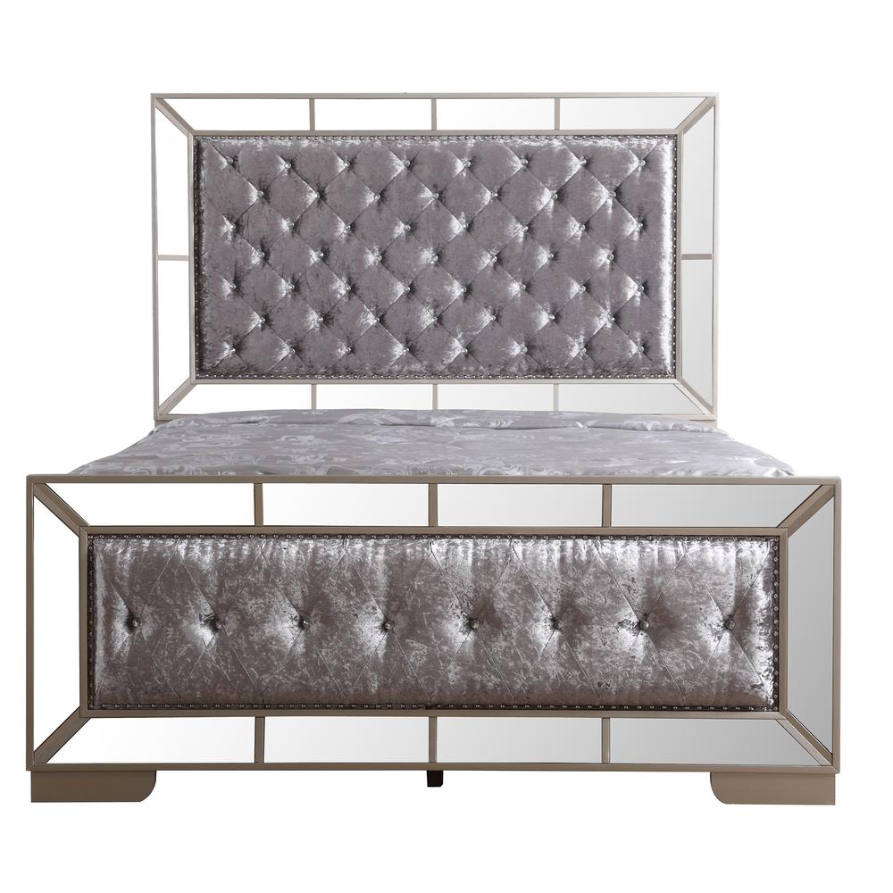 Hollywood Hills Silver Champagne Queen Panel Beds. Picture 1