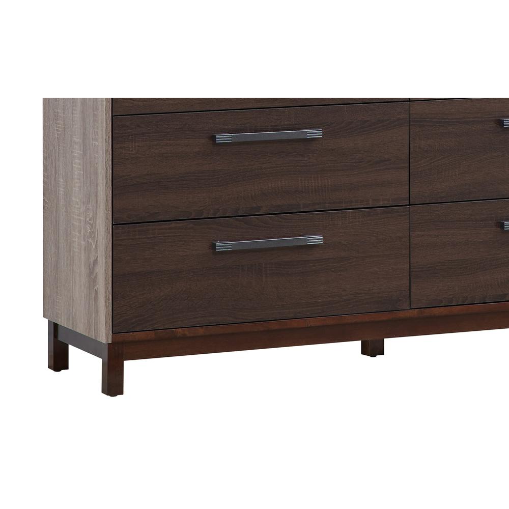 Magnolia 6-Drawer Brown Dresser (35.5 in. X 15.5 in. X 59 in.). Picture 3