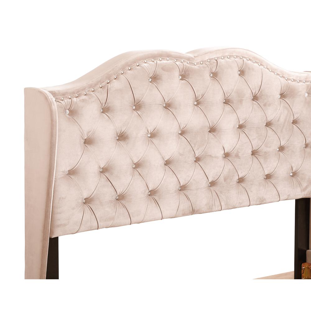 Joy Jewel Beige Tufted Full Panel Bed. Picture 4
