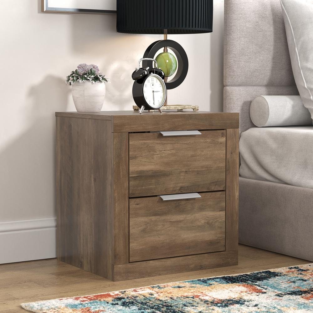 Harlowin 2-Drawer Knotty Oak Nightstand (20.3 in. × 16.3 in. × 18.9 in.). Picture 8