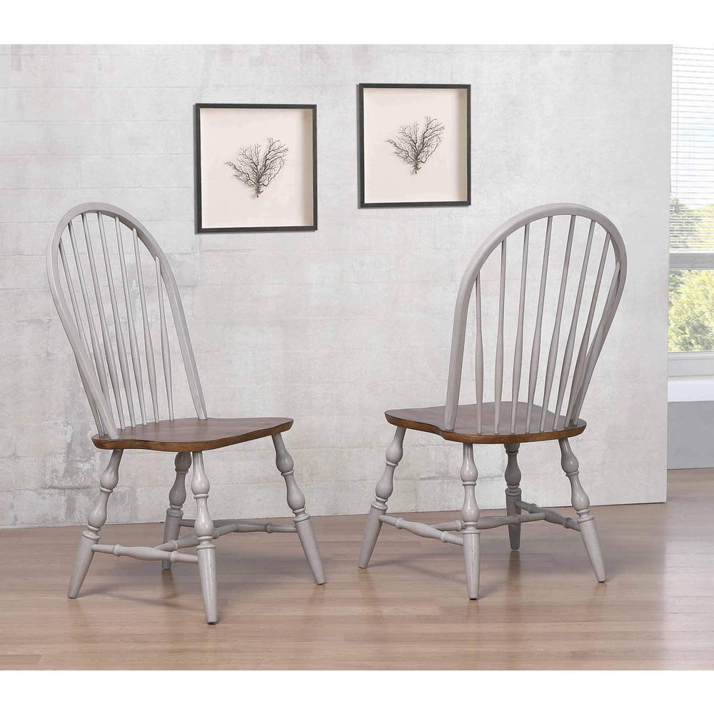 Distressed Light Gray and Nutmeg Brown Side Chair (Set of 2). Picture 5