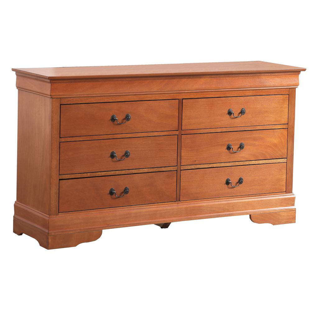 Louis Phillipe 6-Drawer Oak Double Dresser (33 in. X 18 in. X 60 in.). Picture 2