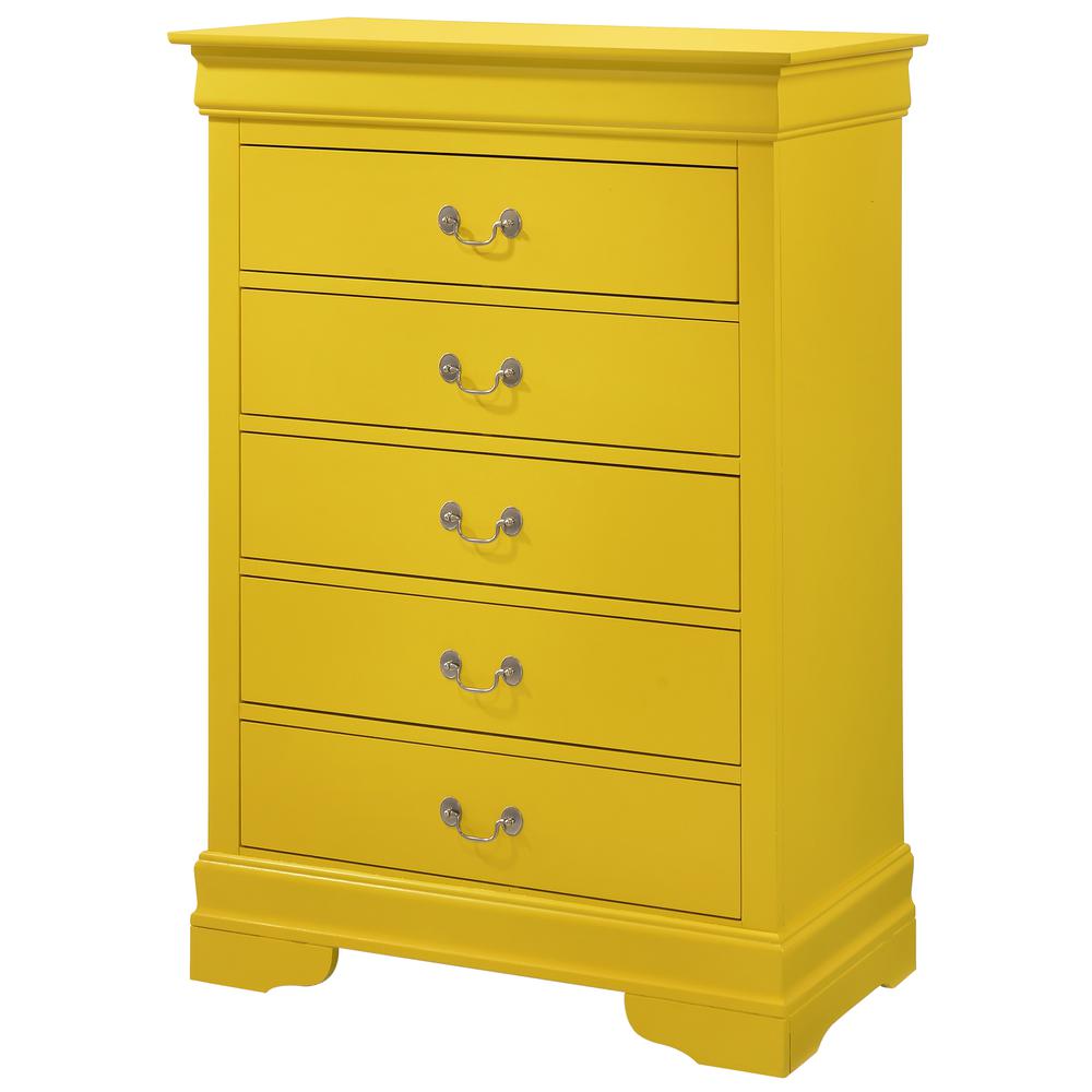 Louis Phillipe Yellow 5 Drawer Chest of Drawers (33 in L. X 18 in W. X 48 in H.). Picture 1