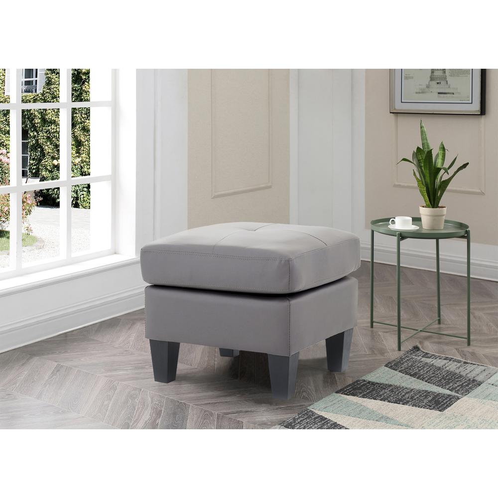 Newbury Gray Faux Leather Upholstered Ottoman. Picture 3