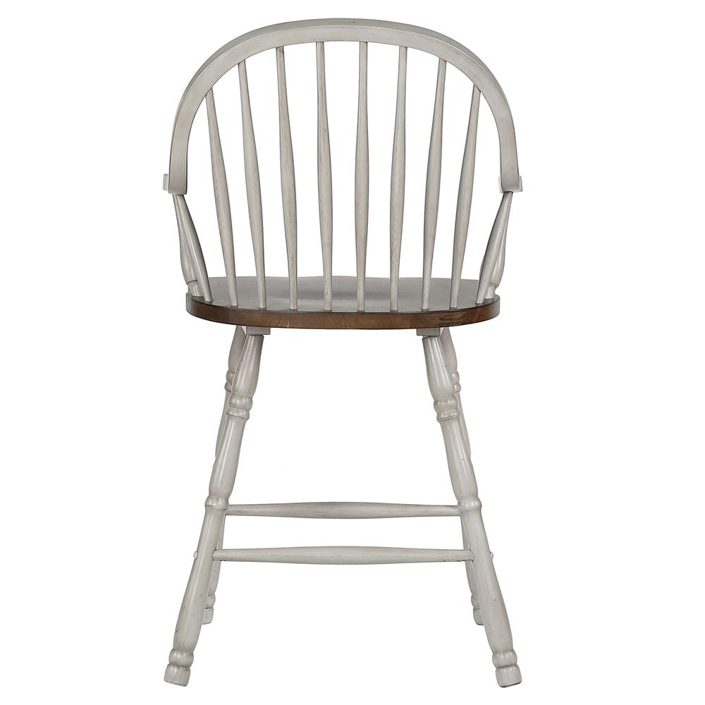 41 in. Distressed Light Gray and Nutmeg Brown High Back Wood Frame 24 in. Bar Stool (Set of 2). Picture 4