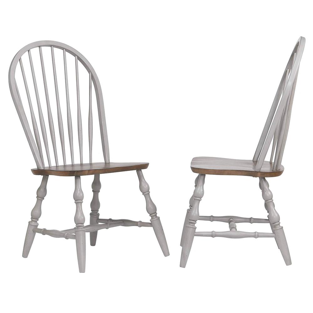 Distressed Light Gray and Nutmeg Brown Side Chair (Set of 2). Picture 1