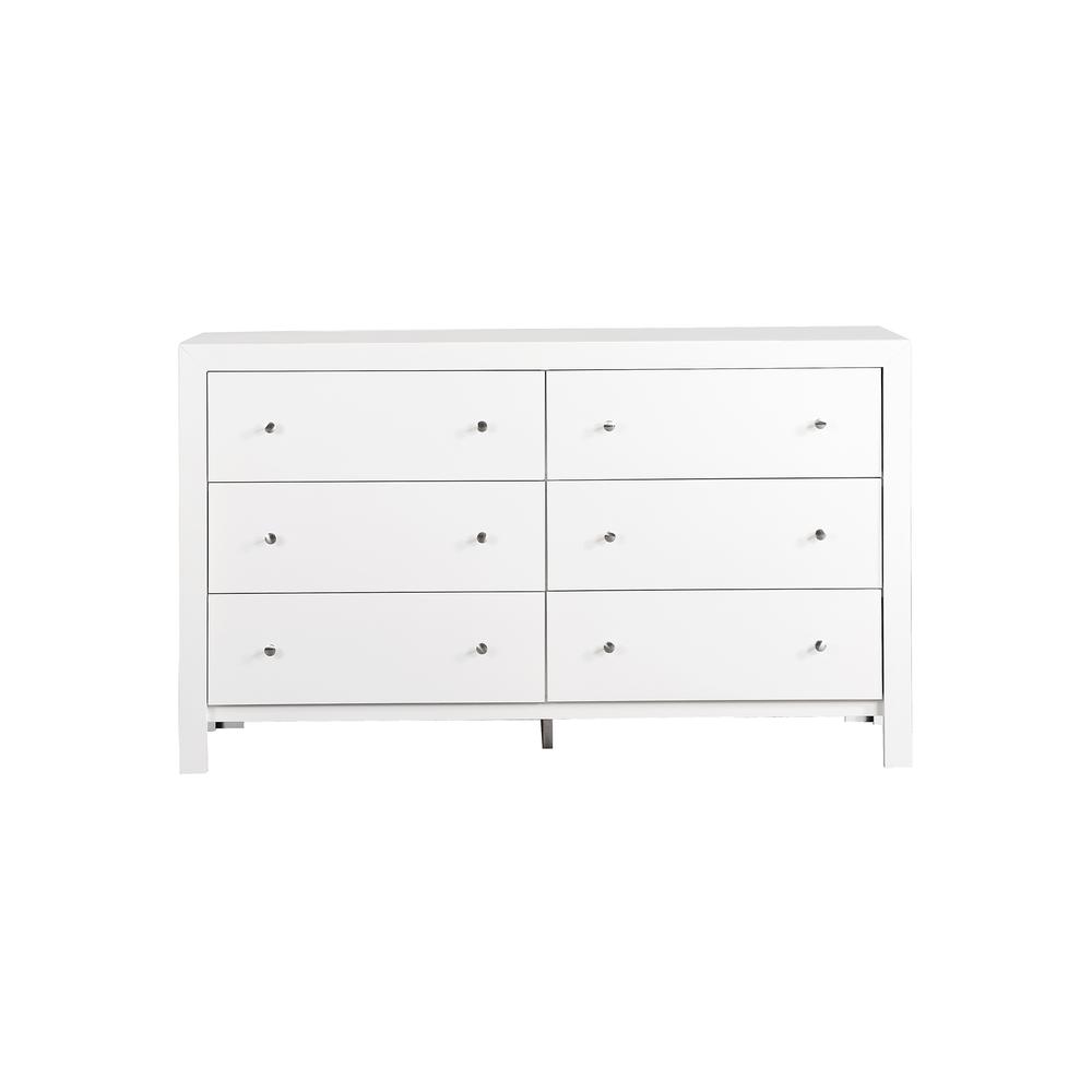Burlington 6-Drawer White Double Dresser (34 in. X 17 in. X 58 in.). Picture 1