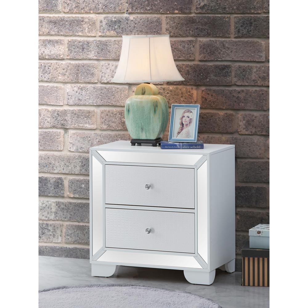 Hollywood Hills 2-Drawer White Nightstand (28 in. H x 17 in. W x 28 in. D). Picture 6
