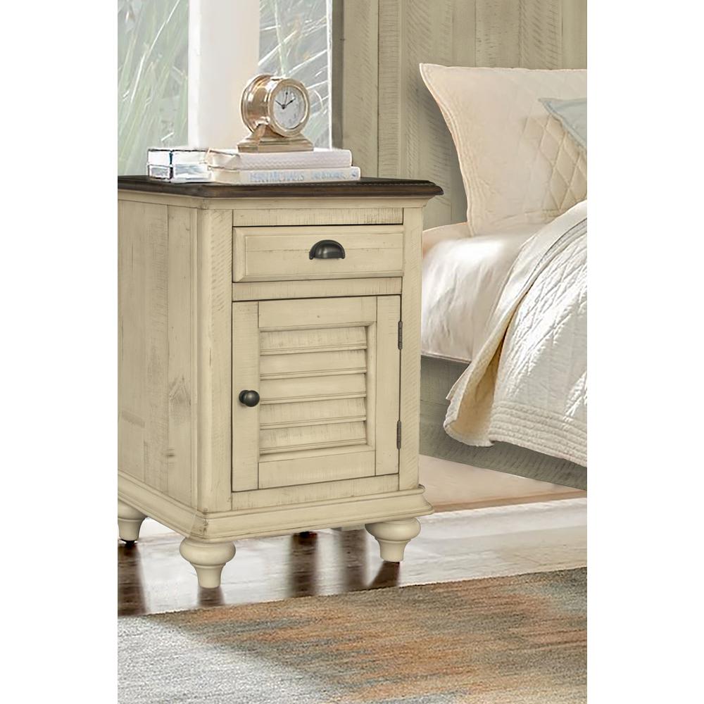 Shades of Sand 1-Drawer Cream Puff and Walnut Brown Nightstand 29.75 in. H x 20 in. W x 16.5 in. D. Picture 9