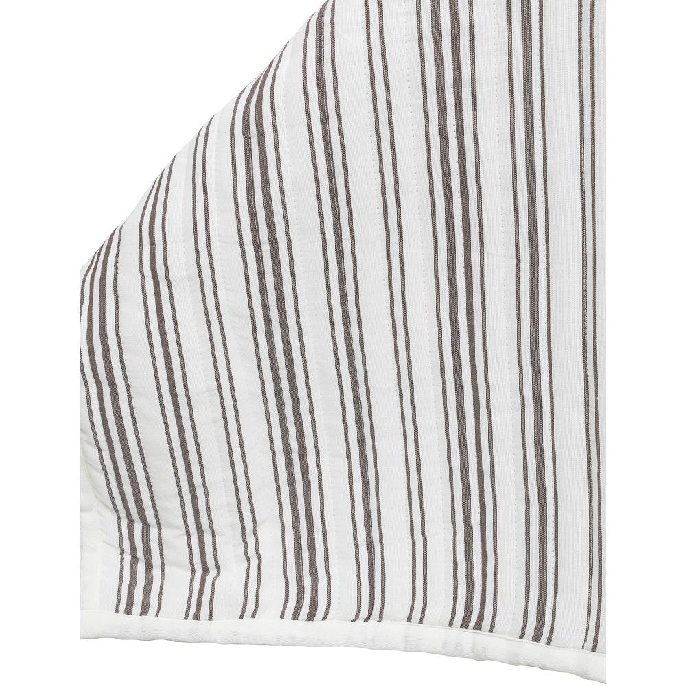 Ticking Stripe Ivory and Brown Cotton Twin Quilt Set. Picture 8