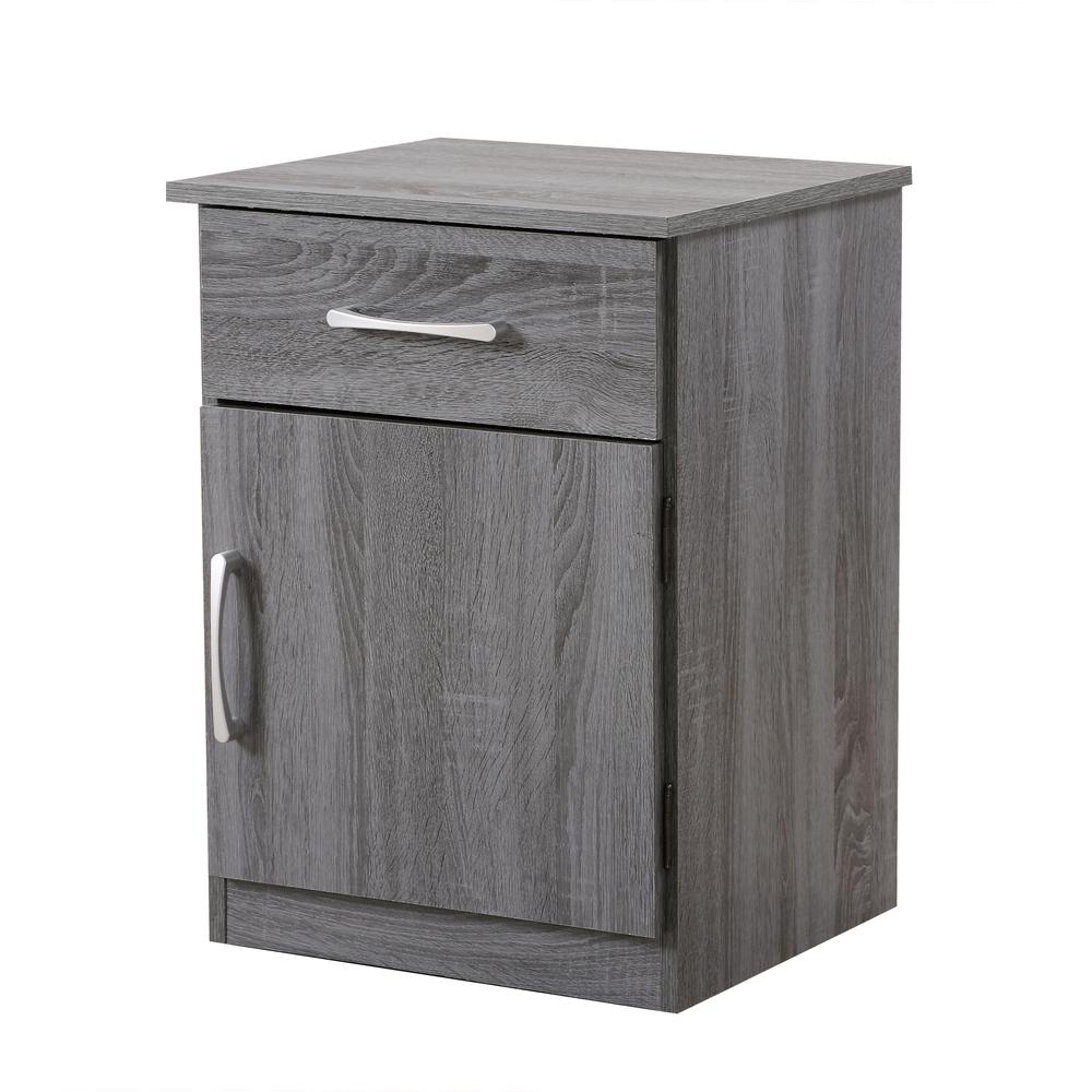 Alston 1-Drawer Gray Nightstand (24 in. H x 16 in. W x 18 in. D). Picture 2