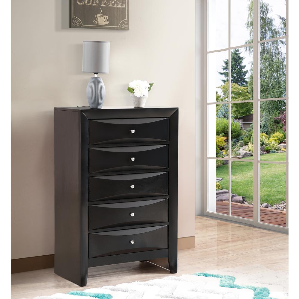 Marilla Black 5-Drawer Chest of Drawers (32 in. L X 17 in. W X 48 in. H). Picture 7