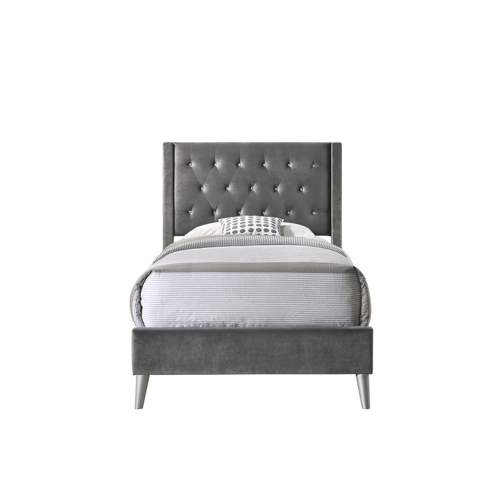 Bergen Gray Twin Tufted Panel Bed. Picture 2