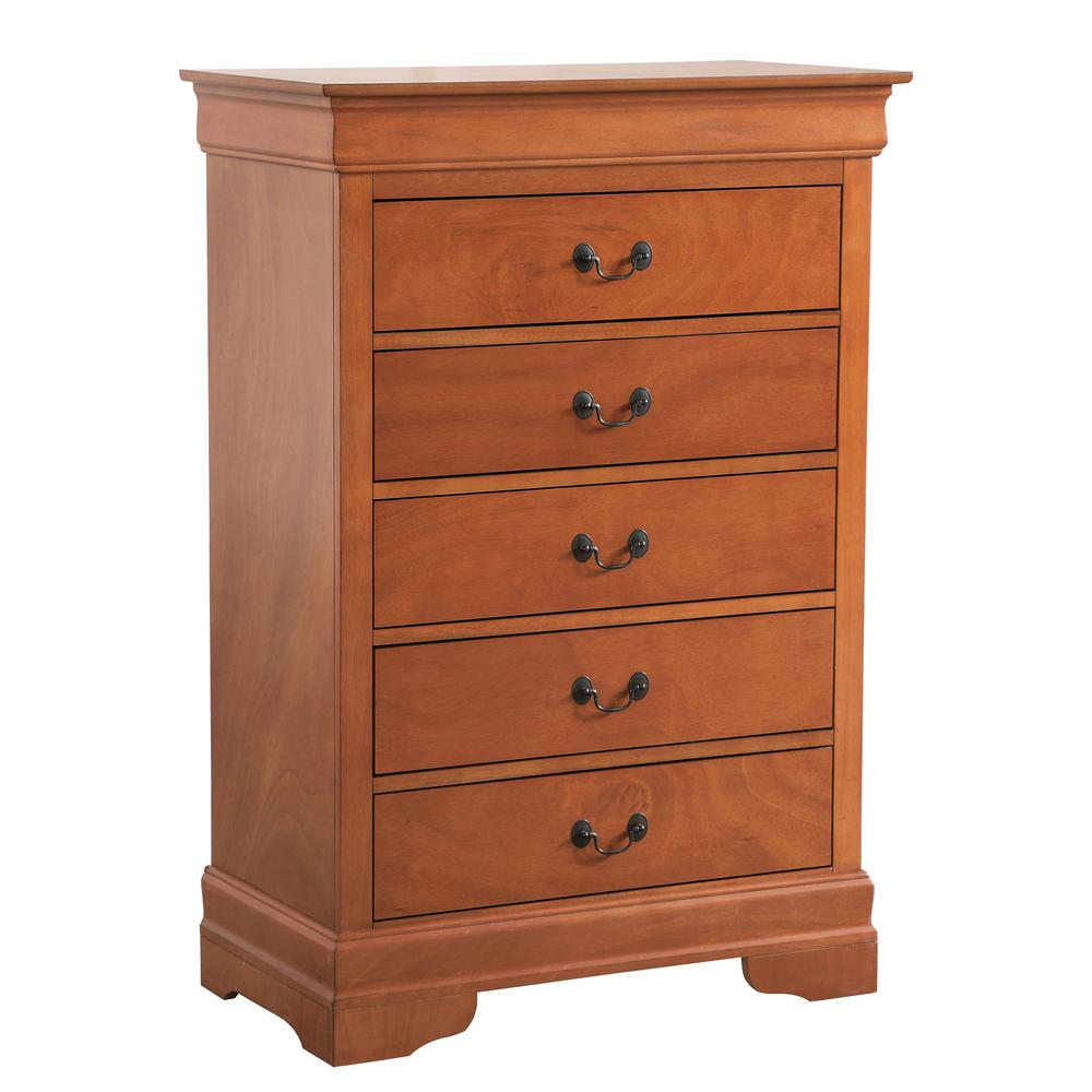 Louis Phillipe Oak 5 Drawer Chest of Drawers (33 in L. X 18 in W. X 48 in H.). Picture 1