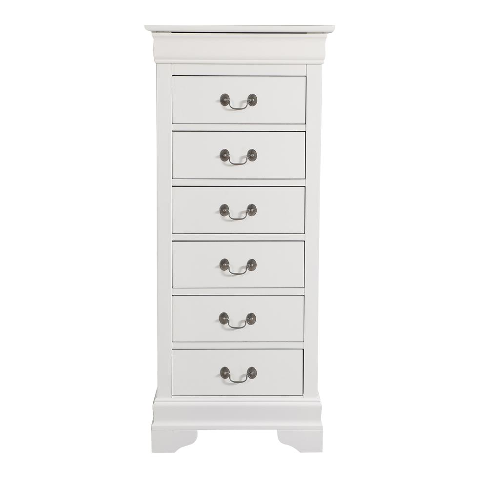 Louis Phillipe White 7 Drawer Chest of Drawers (22 in L. X 16 in W. X 51 in H.). Picture 2