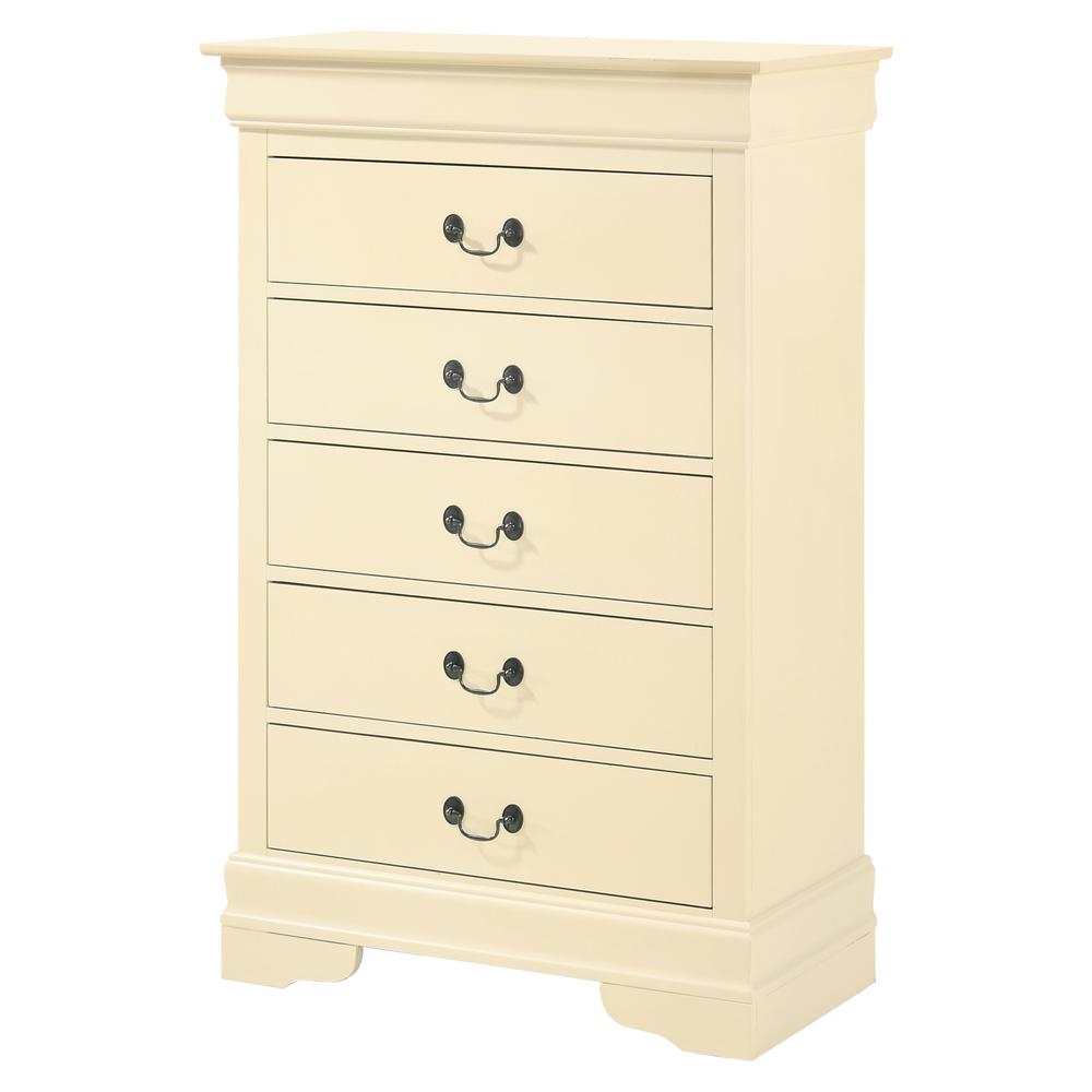 Louis Phillipe II Beige 5 Drawer Chest of Drawers (31 in L. X 16 in W. X 48 in H.). Picture 1