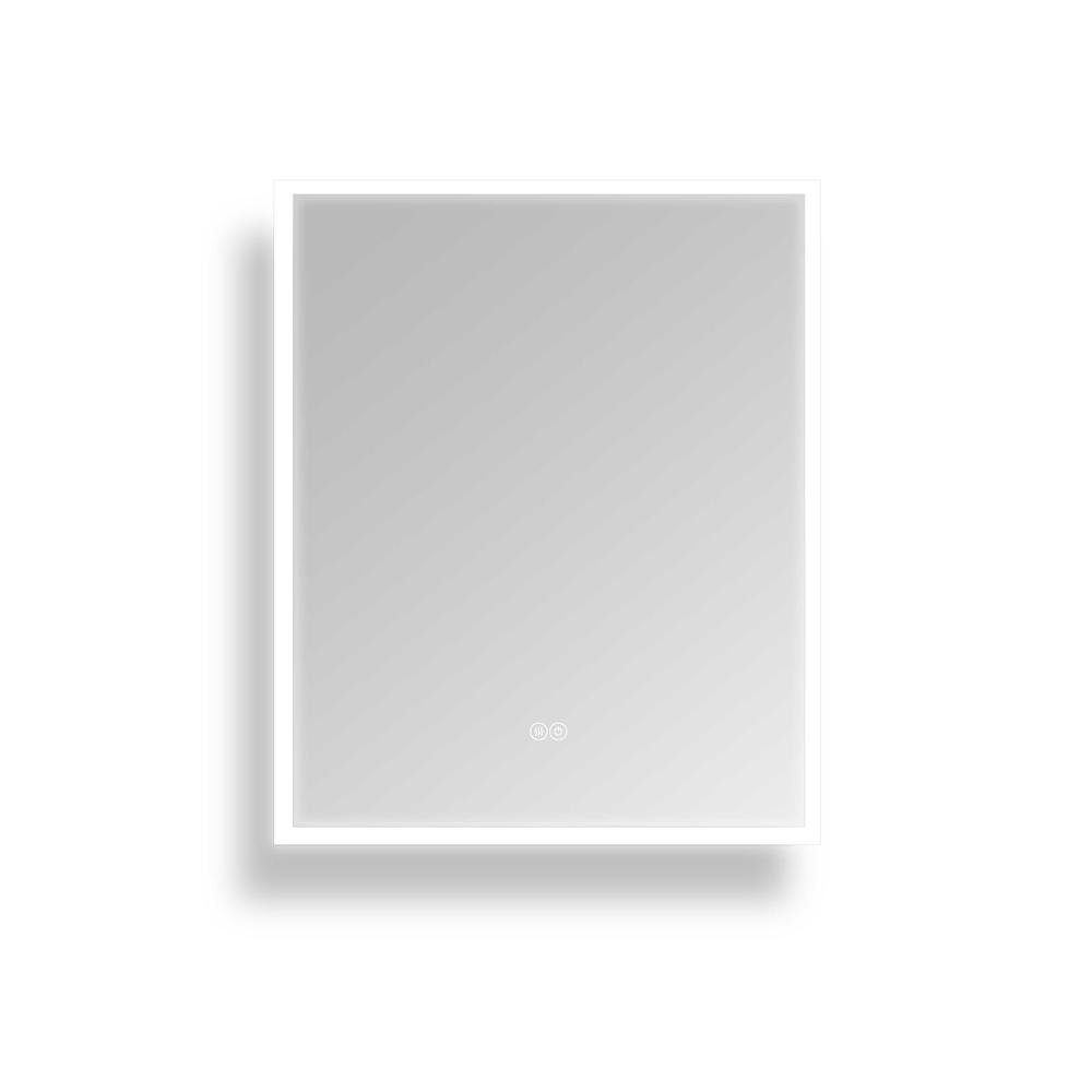 24.02 in. W x 30 in. H Rectangular Frameless Anti-Fog Wall Bathroom LED Vanity Mirror in Silver. Picture 1