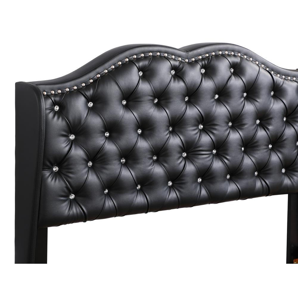 Joy Jewel Black Tufted Full Panel Bed. Picture 4