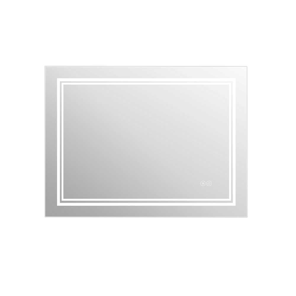 24 in. W x 30 in. H Rectangular Frameless Anti-Fog Wall Bathroom LED Vanity Mirror (in Silver). Picture 1
