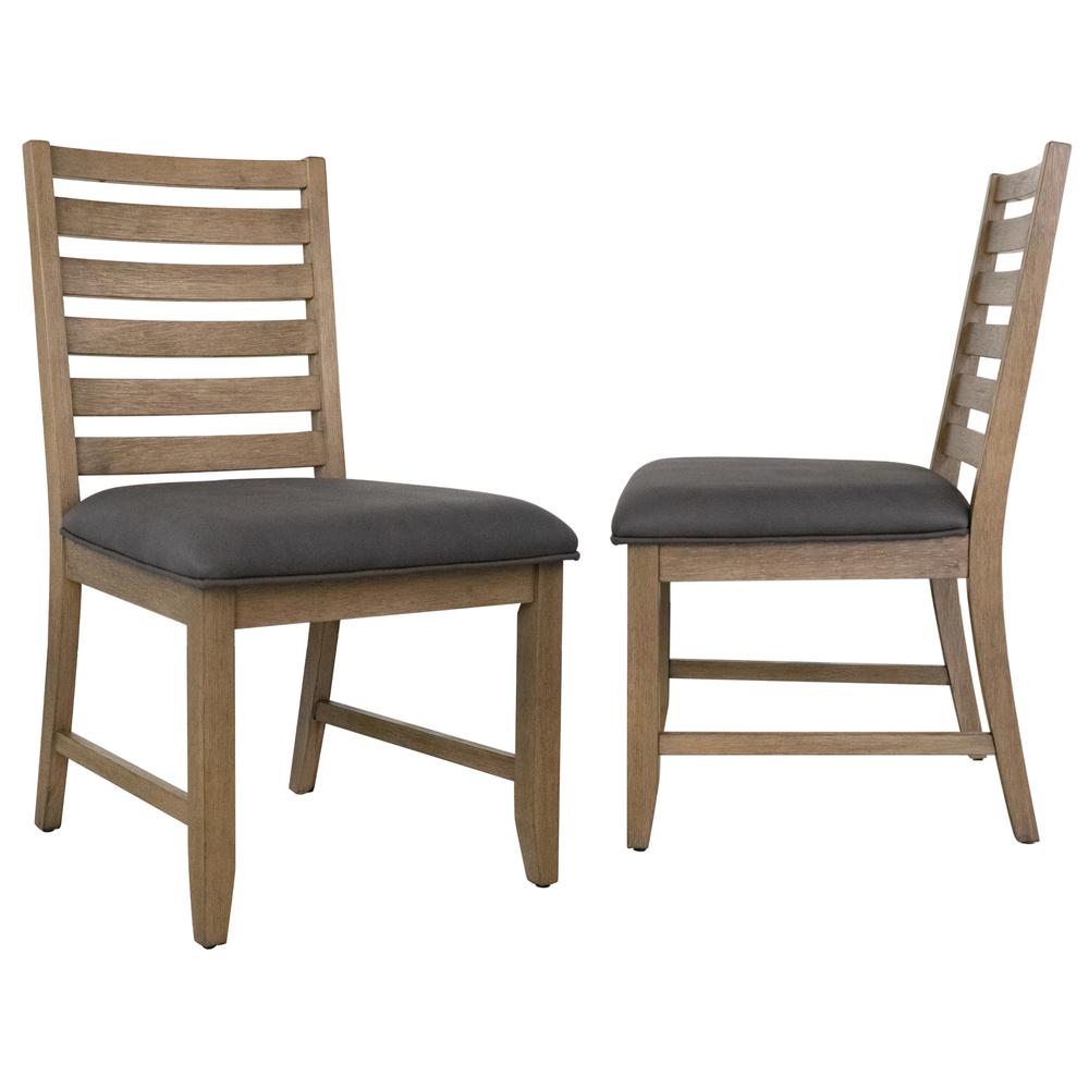 Saunders Desert Brown Upholstered Solid Wood Slat Back Dining Chairs (Set of 2). Picture 1
